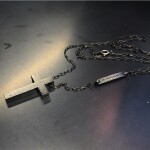Pánský náhrdelník Anri - kříž, Šedá 70 cm