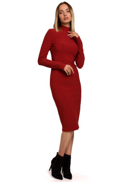 Dámské pletené šaty s rolákem M542 cihlově červené - Moe L