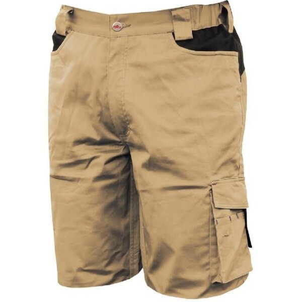 ISSA - Industrial Starter Kalhoty krátké bermudy stretch ISS 8734 béžové 97% bavlna +3% spandex