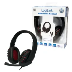 LogiLink Headset Stereo USB černá, červená / Headset / S mikrofonem / 32 ? / USB / kabel 2 m (HS0033)