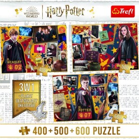 Trefl Puzzle Harry Potter: Ron, Hermiona a Harry 400 + 500 + 600 dílků - Trefl