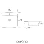 CERANO - Umyvadlo keramické - polozápustné i na desku - Nera - bílá lesklá - 42,5x42,5 CER-680353