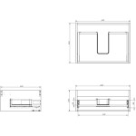 MEXEN/S - Rivel koupelnová skříňka pod umyvadlo 60 cm s deskou, 1 šuplík, reliéf , grafit mat 91A20-06023-1-BFC66
