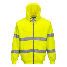 Mikina HI-VIS B305 pánská reflexní s kapucí žlutá S žlutá