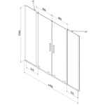 MEXEN/S - Velar Duo Dvoukřídlá posuvná vanová zástěna 140 x 150 cm, transparent, černá 896-140-000-02-70