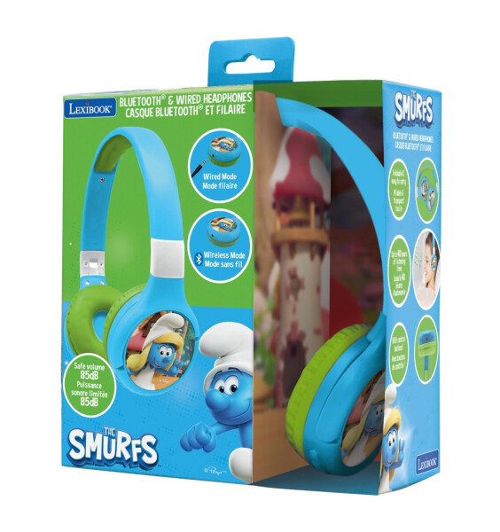 Lexibook 2v1 bluetooth skládací sluchátka Šmoulové s limitem hlasitosti - Alltoys Lexibook