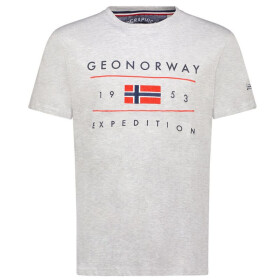Geografické Norsko Jezolo DB 254 M SY9738H/GN-Síťované šedé tričko s