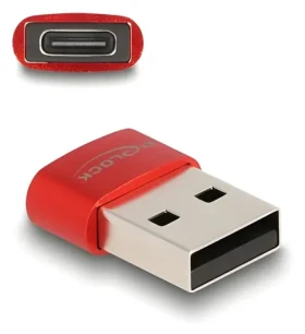 DeLock červená / Adaptér USB-A (M) - USB-C (F) / USB 2.0 (60050)