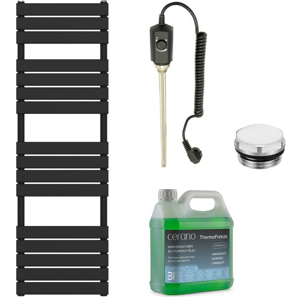 CERANO Koupelnový elektrický radiátorový set Claude - 600W - černá matná - 1600x500 mm