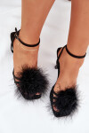 Dámské Sandály Na Podpatku S Peřím Černé Xaliope 39