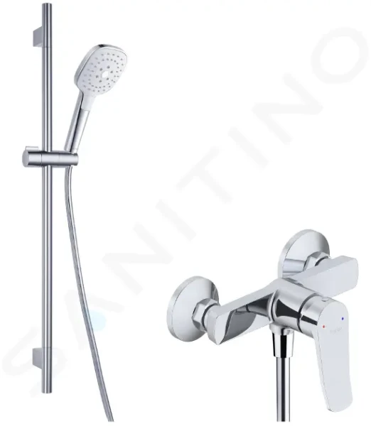 Kielle Sprchový set s baterií, tyčí, hadicí a sprchovou hlavicí, chrom 20627SN80