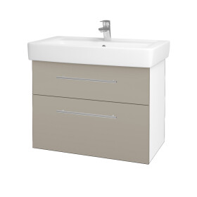 Dřevojas - Koupelnová skříňka Q MAX SZZ2 80 - N01 Bílá lesk / Úchytka T02 / L04 Béžová vysoký lesk 115616B