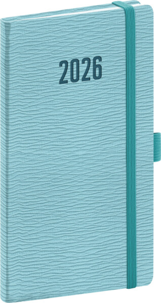Týdenní diář 2026 NOTIQUE kapesní - Rivoli světle modrý, 9 x 15,5 cm