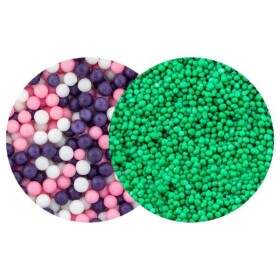 SweetArt cukrové perly Princess mix 5 mm a máček vánoční zelený (120 g)