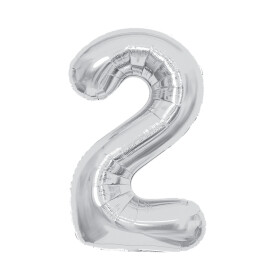 Balónek fóliový 85 cm stříbrný číslo 2 - Albi