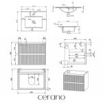 CERANO - Koupelnová skříňka Carole + keramické umyvadlo Todo - bílá matná rýhovaná - 61x50x46,5 CER-008759
