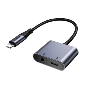 Joyroom SY-L01 Audio adaptér 2v1 Lightning (M) - 3.5 mm Jack + Lightning (F) černá (SY-L01)