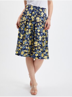 Orsay Žluto-modrá dámská skládaná květovaná sukně Dámské