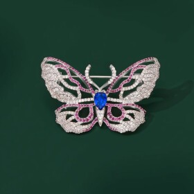 Brož se zirkony Cinzia - motýl, Stříbrná