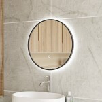 Erga Emma, kulaté LED zrcadlo 70cm, černý kovový rám, 1610 lm, 6500K, zadní osvětlení, ERG-V01-201-7070-BK