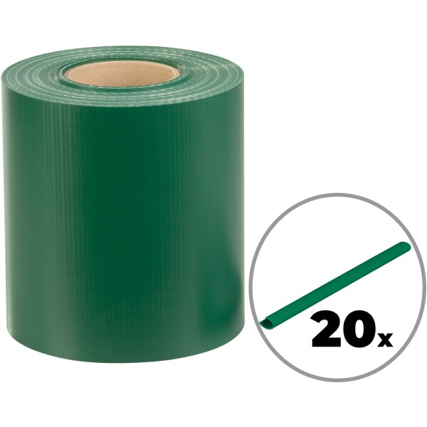 STREND PRO 2171959 Stínící páska na plot 190mm × 26m – PVC (1050 g/m2), zelená RAL 6005 EUROSTANDARD