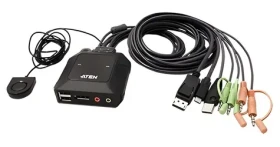 ATEN CS52DP / KVM přepínač / 2:1 / DisplayPort / USB-C / USB / audio (CS52DP)