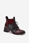 Zazoo 60503 kožené kotníkové boty na podpatku vyhřívané bordó 40
