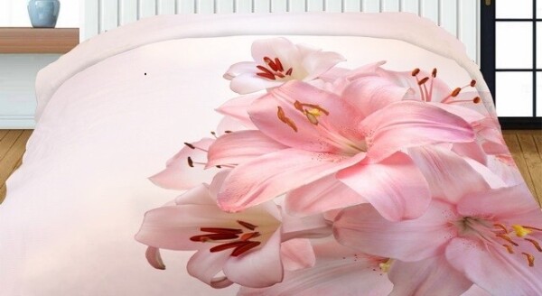 DumDekorace 3D oboustranné přehozy růžové barvy s motivem růžového květu Šířka: 200 cm | Délka: 220 cm 2ks 40x40 cm (standard zdarma) Šířka: 200 cm | Délka: 220 cm