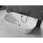 MEXEN/S - Oval vana volně stojící nástěnná 160 x 80, bílá, sifon a přepad černá 52671608000-70