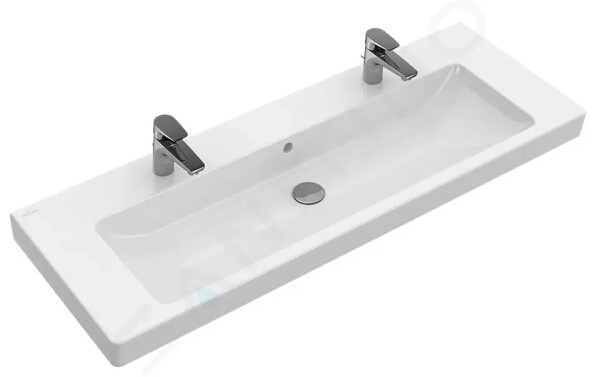 VILLEROY & BOCH - Subway 2.0 Umyvadlo nábytkové 1300x470 mm, s přepadem, s otvory pro dvě baterie, Ceramicplus, bílá 7176D2R1