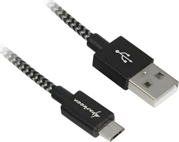 Sharkoon USB-A na USB-B černá/šedá / USB kabel / USB 2.0 / Opletený, hliníkový / 2 m (4044951027019)
