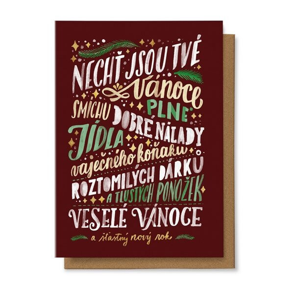 Přání Nechť jsou Tvé Vánoce plné smíchu, dobré nálady, jídla, vaječného koňaku,...