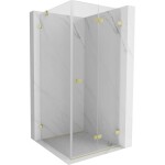 MEXEN/S - Lunar-F sprchový kout skládací dveře pravá 80 x 80, transparent, zlato kartáčovaná 836-080-080-55-00-P