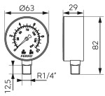 Manometr 1/4" 0-10 bar M6310R