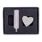 Ozdoba na zápisník Moleskine - srdce crystal, stříbrná