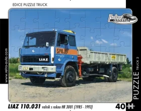 RETRO-AUTA Puzzle TRUCK č.2 Liaz 110.031 valník s rukou HR 3001 (1985–1993)