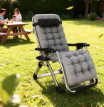 Skládací zahradní lehátko s polštářem TDC01-BK Černá