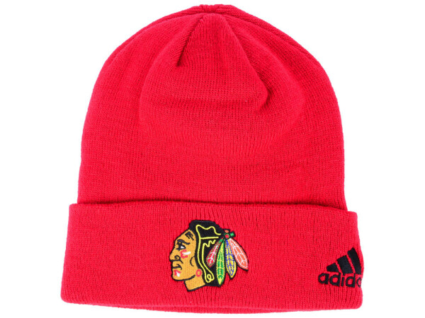 Pánská Zimní Čepice Chicago Blackhawks adidas NHL Basic Cuff Knit RED
