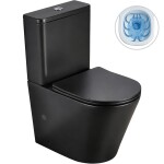 CERANO - WC kombi Carlito, Rimless - bezokrajové splachování + Slim/SoftClose sedátko - spodní/zadní odpad - černá matná - 61x36,5 CER-433866