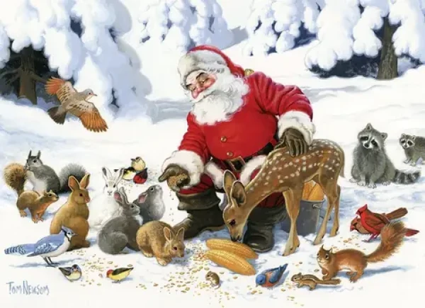 COBBLE HILL Rodinné puzzle Santa se zvířecími přáteli