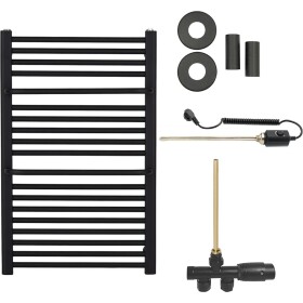 CERANO Koupelnový radiátorový set Antonio - kombinované vytápění, termo tyč - boční jednobodové připojení - 300W - černá matná - 860x550 mm