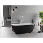 MEXEN/S - Luvo Slim volně stojící vana 170 x 75, bílá/černá, sifon a přepad bílá 52801707575-20