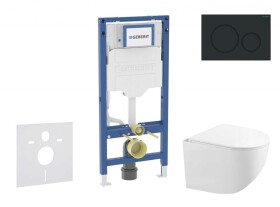 GEBERIT - Duofix Set předstěnové instalace, kompaktního klozetu Gaia a sedátka softclose, tlačítko Sigma20, matná černá/černá SANI11CA5119B