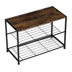 Botník, 2 police, MDF, dekor staré dřevo sonoma, černý kov