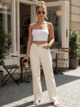 Dámské džíny s páskem a širokou nohavicí béžové FashionStreet UY3063 M