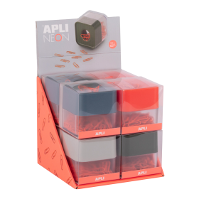 APLI zásobník na kancelářské sponky NEON, 8 ks, magnetický, displej, mix barev