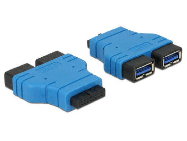 DeLock Adaptér USB 3.0 header (F) - 2x USB 3.0 A (F) modrá (65670)