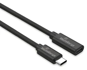 MediaRange USB-C (M) - USB-C (F) černá / Prodlužovací kabel / PD 60 W / USB 3.2 Gen 1 / 5 Gbit/s / 2 m (MRCS245)