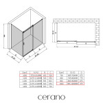 CERANO - Sprchový kout Santoro - pravá - 6 mm - černá matná, mléčné sklo - 100x100 - posuvný CER-665740
