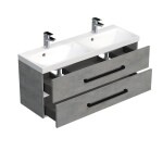 Koupelnová skříňka s černou úchytkou a umyvadlem SAT Cube Way 120x53x40 cm beton mat CUBE2C120ZBE CUBE2C120ZBE